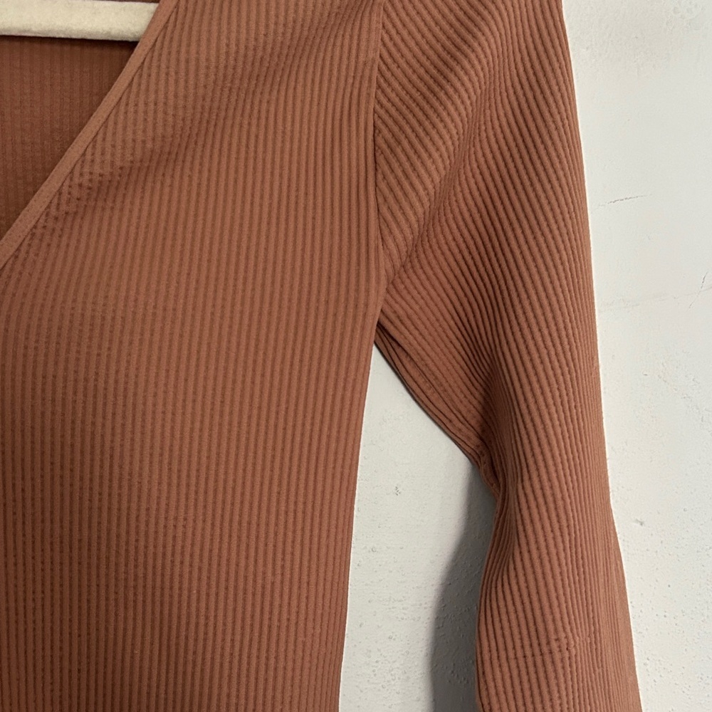 Brown Ribbed soft NIKIBINI 3/4 sleeve  bodysuit - Picture 2 of 5